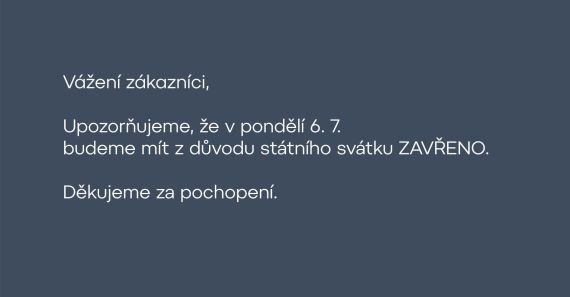 V pondělí 6. 7. budeme mít ZAVŘENO